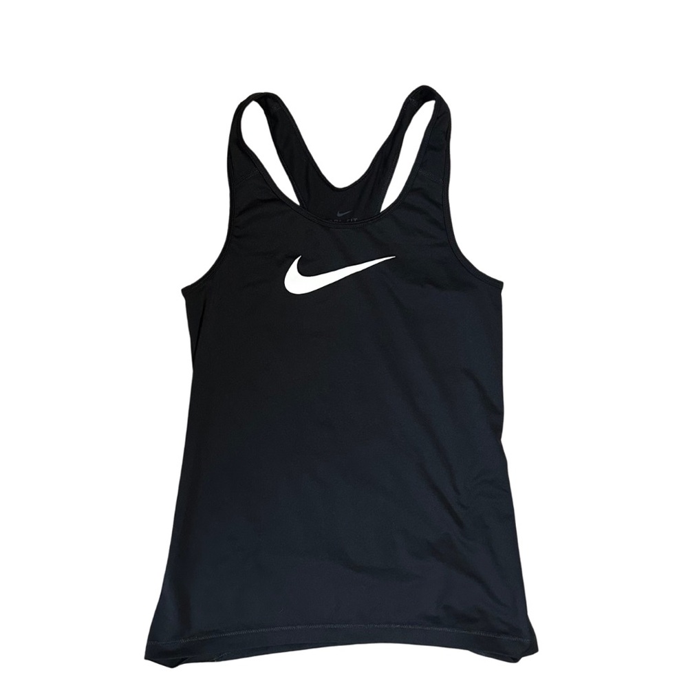 Nike Women's Black Racerback Tank with White Swoosh